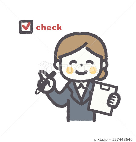 ビジネス女性表情ポーズオフィスイラストセット 137448646