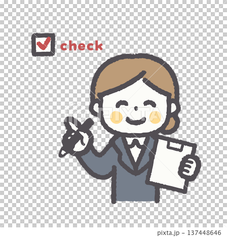 ビジネス女性表情ポーズオフィスイラストセット 137448646