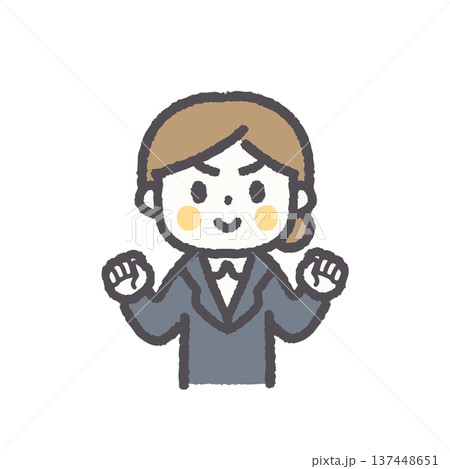 ビジネス女性表情ポーズオフィスイラストセット 137448651