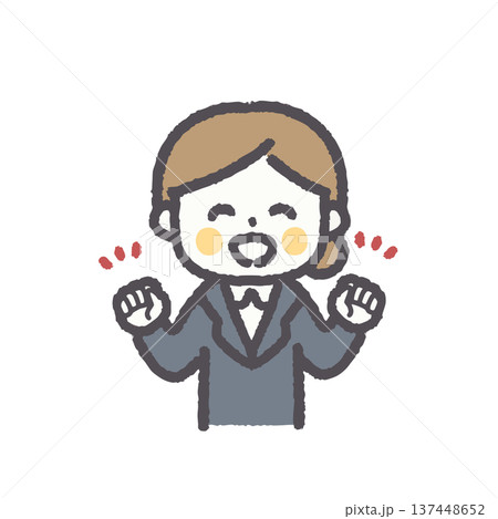 ビジネス女性表情ポーズオフィスイラストセット 137448652