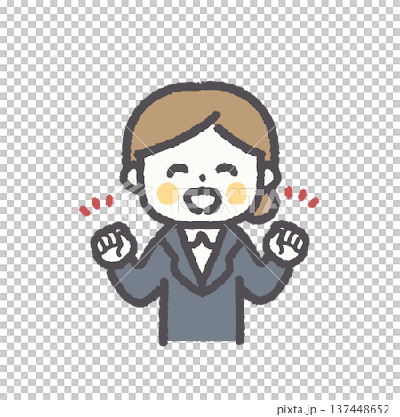 ビジネス女性表情ポーズオフィスイラストセット 137448652