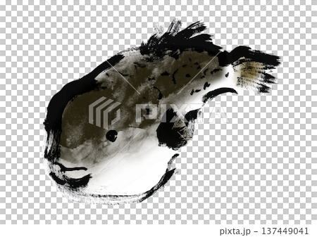 Japanese-style brush-drawn illustration of fugu 137449041