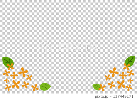 橙色的簡約框架，由許多小花組成 137449171