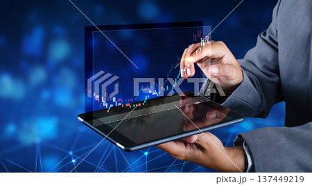 Business man trader investor analyst using mobile phone app analytics for cryptocurrency financial market analysis, trading data index chart graph on smartphone. Business man trader investor analyst using mobile phone app analytics for cryptocurrency financial market analysis, trading data index chart graph on smartphone. 137449219