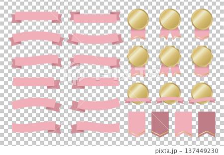 Simple pink ribbon frame set 137449230