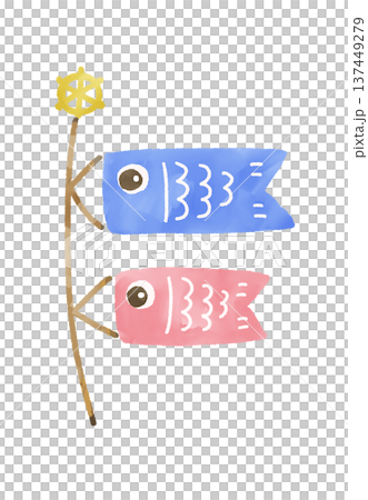 Watercolor carp streamer illustration for Children's Day events 137449279