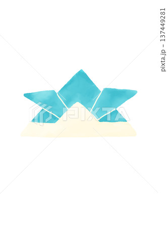 こどもの日のイベントに使える水彩風の折り紙のかぶと 137449281