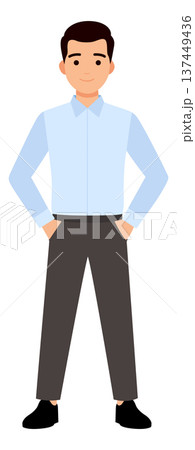 Man with hands in pockets isolated 137449436
