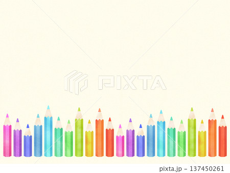 カラフルな水彩タッチの色鉛筆フレーム 137450261