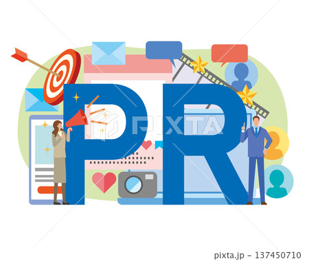 PRの文字とビジネスマン 137450710