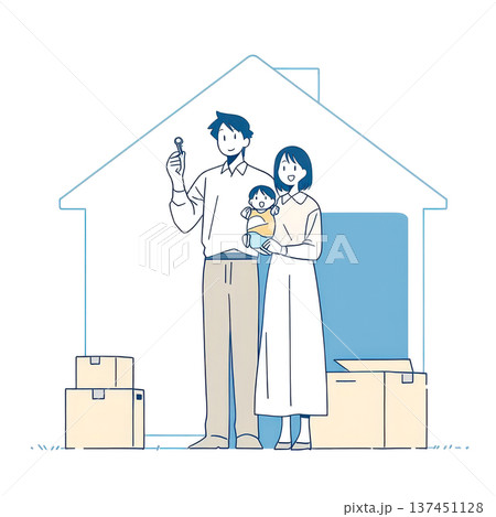 新築の住宅に引っ越してきた家族 137451128