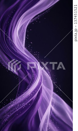 Abstract elegant lavender purple flowing silk wave background with glowing particles 137451521