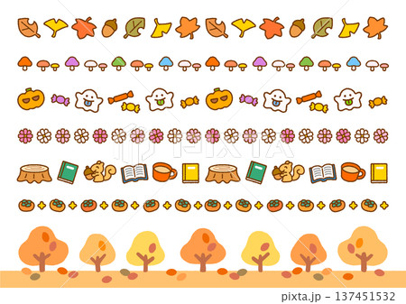 季節(秋)のかわいいラインイラスト素材|おたより・プリント装飾 季節(秋)のかわいいラインイラスト素材|おたより・プリント装飾 137451532
