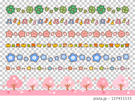 適合春季的可愛線條插畫 | 字母和印刷裝飾 137451533