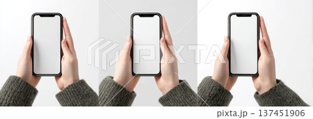 Woman Engrossed in Her Phone, Capturing Life Moments in a Cozy Indoor Setting with Warm Lighting 137451906