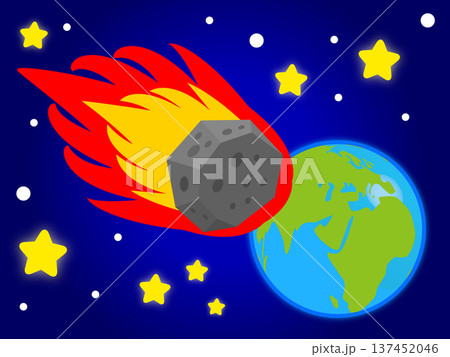 宇宙で隕石が衝突する地球のイラスト素材 宇宙で隕石が衝突する地球のイラスト素材 137452046