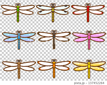 Dragonfly illustration material set 3 137452264