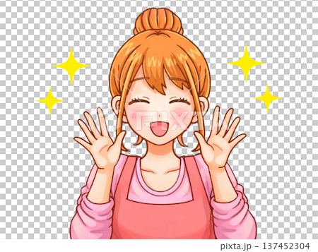 插畫:一位家庭主婦展示她美麗的雙手 插畫:一位家庭主婦展示她美麗的雙手 137452304