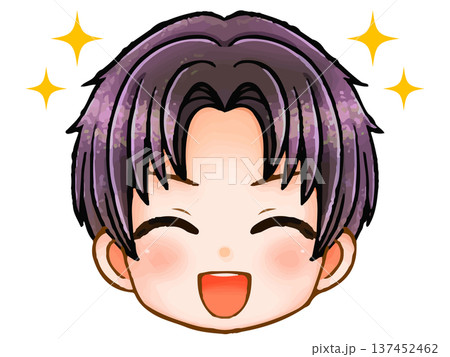 短髪男性のアニメ系ちびキャラ顔アイコンイラスト素材3 短髪男性のアニメ系ちびキャラ顔アイコンイラスト素材3 137452462