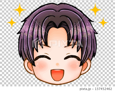 短髪男性のアニメ系ちびキャラ顔アイコンイラスト素材3 短髪男性のアニメ系ちびキャラ顔アイコンイラスト素材3 137452462