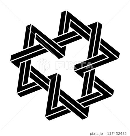 Impossible optical illusion shape. Optical art object. Sacred geometry figure. Impossible optical illusion shape. Optical art object. Sacred geometry figure. 137452483