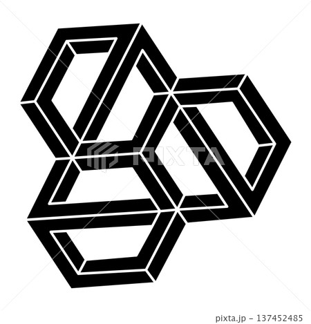 Impossible shape logo design, optical illusion object. Optical art figure. Unreal geometry. Impossible shape logo design, optical illusion object. Optical art figure. Unreal geometry. 137452485
