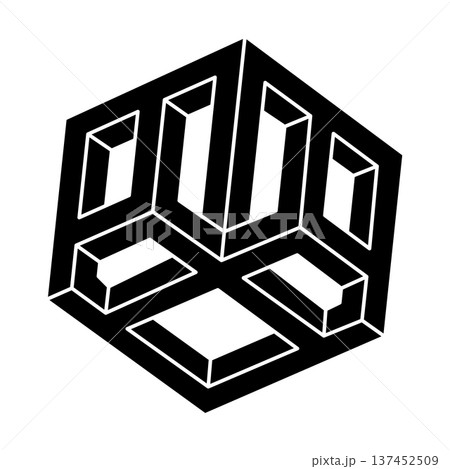 Optical illusion object. Impossible shapes. Geometric figures. Escher style. Web design elements. Optical illusion object. Impossible shapes. Geometric figures. Escher style. Web design elements. 137452509