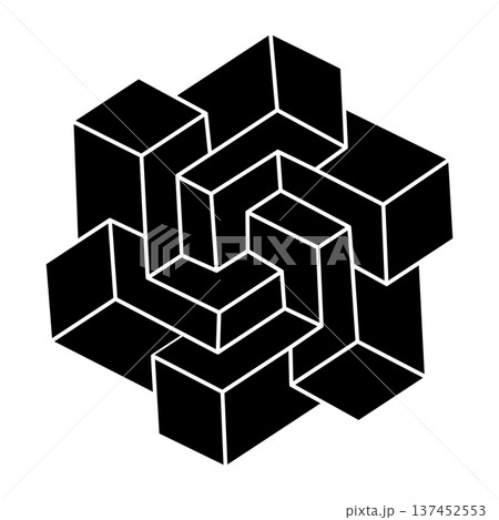 Impossible shape. Web design element. Optical illusion object. Geometric figure. Impossible shape. Web design element. Optical illusion object. Geometric figure. 137452553