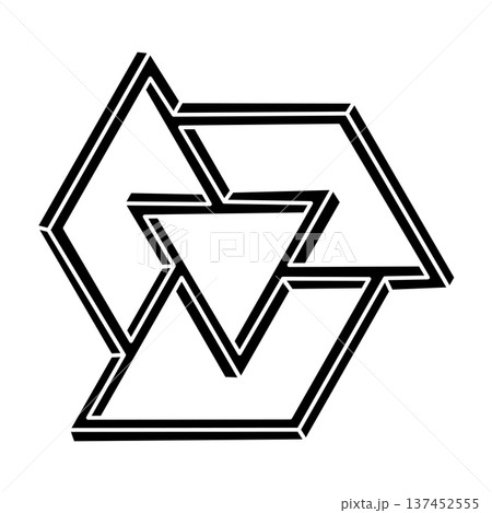 Optical illusion shape. Impossible object. Optical art figure. Sacred geometry. Optical illusion shape. Impossible object. Optical art figure. Sacred geometry. 137452555