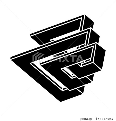 Impossible optical illusion shape. Optical art object. Impossible figure. Unreal geometry. Impossible optical illusion shape. Optical art object. Impossible figure. Unreal geometry. 137452563
