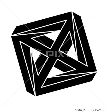 Optical illusion shape, impossible figure, optical art object. Sacred geometry.  137452568
