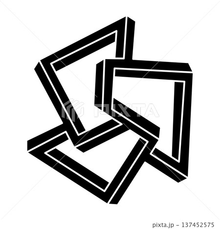 Impossible optical illusion shape. Optical art object. Impossible figure. Sacred geometry. Impossible optical illusion shape. Optical art object. Impossible figure. Sacred geometry. 137452575