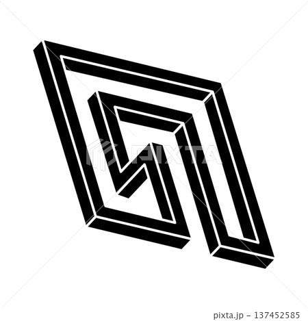 Impossible object. Unreal geometric shape. Optical illusion figure. Optical art.  137452585