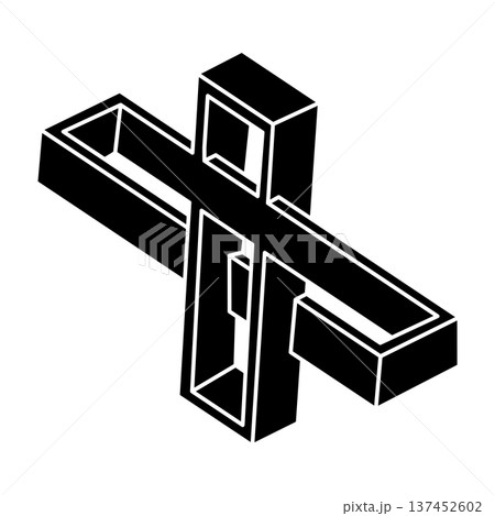 Impossible shape. Optical art. Sacred geometry figure. Optical illusion. Abstract eternal geometric object.  137452602