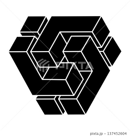 Impossible shape. Geometric figure. Web design element. Optical illusion object.  137452604