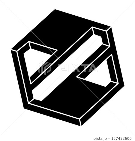 Impossible shape. Web design element. Optical illusion object. Geometric figure. Optical art.  137452606
