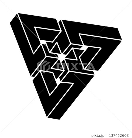 Impossible shape. Isolated on a white background. Vector illustration. Optical illusion object. Optical art. Sacred geometry.  137452608