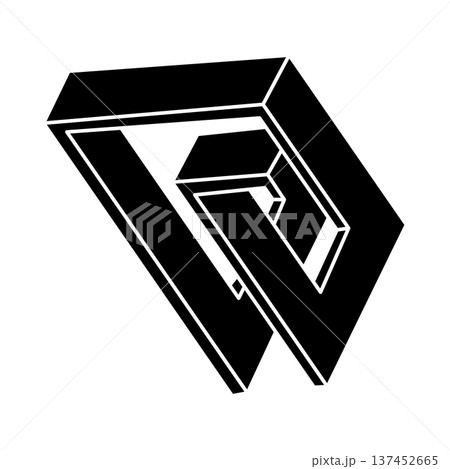 Impossible optical illusion shape. Optical art object. Impossible figure. Sacred geometry. Impossible optical illusion shape. Optical art object. Impossible figure. Sacred geometry. 137452665