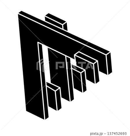 Unreal geometric figure. Impossible shape. Isolated on a white background. Vector illustration. Optical illusion object. Optical art.  137452693