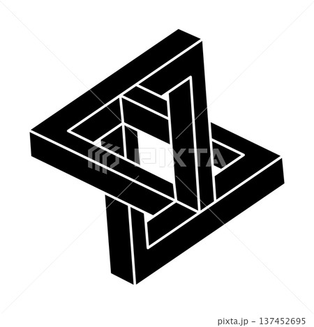 Impossible optical illusion shape. Optical art object. Geometry. Impossible figure.  137452695