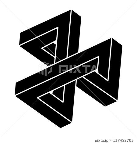 Impossible optical illusion shape. Optical art object. Impossible figure. Sacred geometry.  137452703
