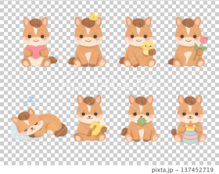 可愛的馬插圖集 137452719