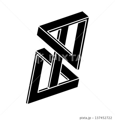 Impossible shape. Sacred geometry. Optical illusion figure. Abstract eternal geometric object. Impossible shape. Sacred geometry. Optical illusion figure. Abstract eternal geometric object. 137452722