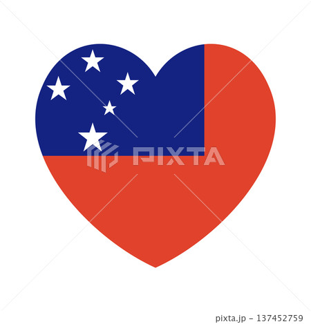 Samoa flag emblem design element in heart shape. Flag of Samoa badge, button heart shaped. Samoa flag icon, sticker. 137452759