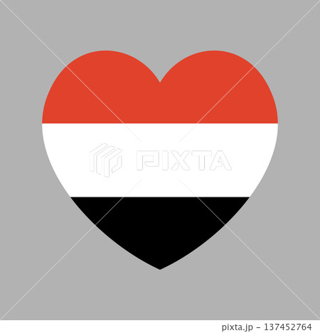 Flag of Yemen in heart shape sticker. Yemen heart shaped flag button. Yemen flag badge, icon. 137452764