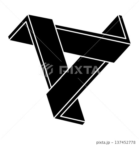 Impossible shape. Sacred geometry figure. Optical illusion. Abstract eternal geometric object. Optical art.  137452778