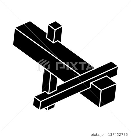 Impossible optical illusion shape. Optical art object. Geometric figure.  137452786