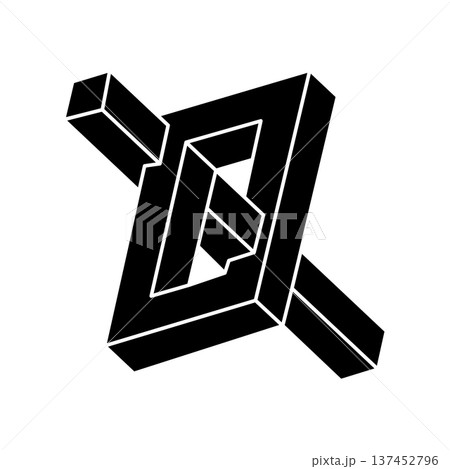 Impossible object. Optical illusion. 3d vector illustration. Unreal geometric figure. Optical art shape. Impossible object. Optical illusion. 3d vector illustration. Unreal geometric figure. Optical art shape. 137452796