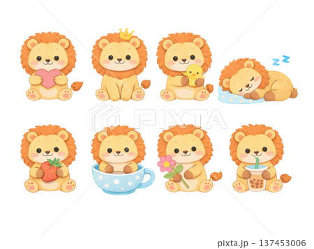 ライオンのイラストセット 137453006