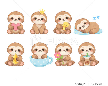 ナマケモノのイラストセット 137453008